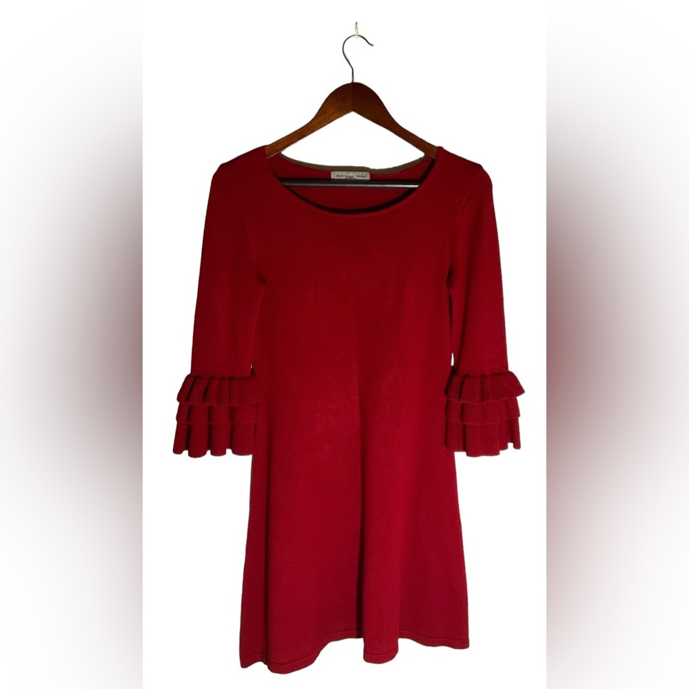 Perfect Holiday Dress! Long Sleeve Radiant Red Lightweight Sweater Dress